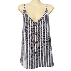 SHEIN Curve Nautical Striped Button Cami Beach Boho Flowy Tank Top Plus Sz 2XL